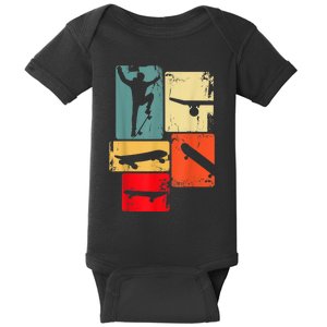 Skater Skateboarder Gift Retro Skateboard Gift For Boys Youth Gift Baby Bodysuit