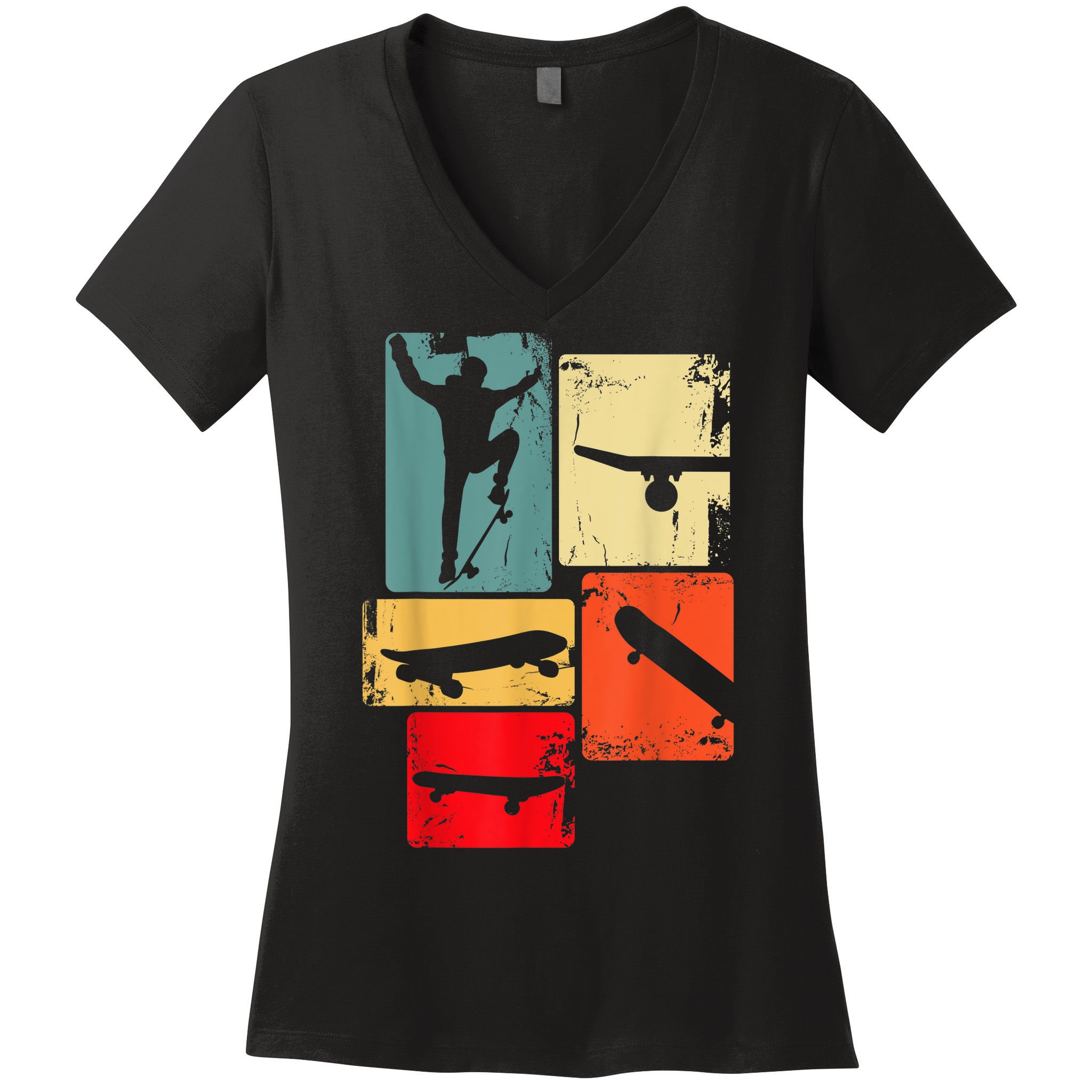 Skater Skateboarder Gift Retro Skateboard Gift For Boys Youth Gift Women's V-Neck T-Shirt