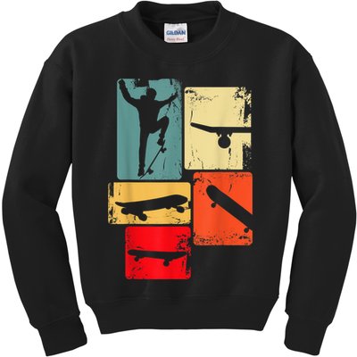 Skater Skateboarder Gift Retro Skateboard Gift For Boys Youth Gift Kids Sweatshirt