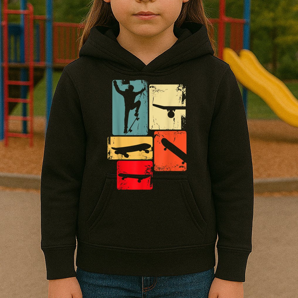 Skater Skateboarder Gift Retro Skateboard Gift For Boys Youth Gift Kids Hoodie