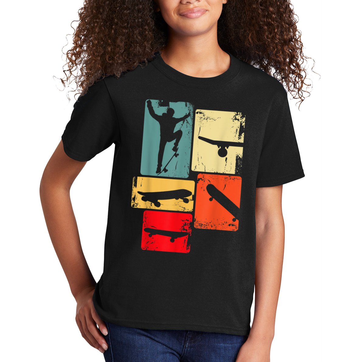 Skater Skateboarder Gift Retro Skateboard Gift For Boys Youth Gift Kids T-Shirt