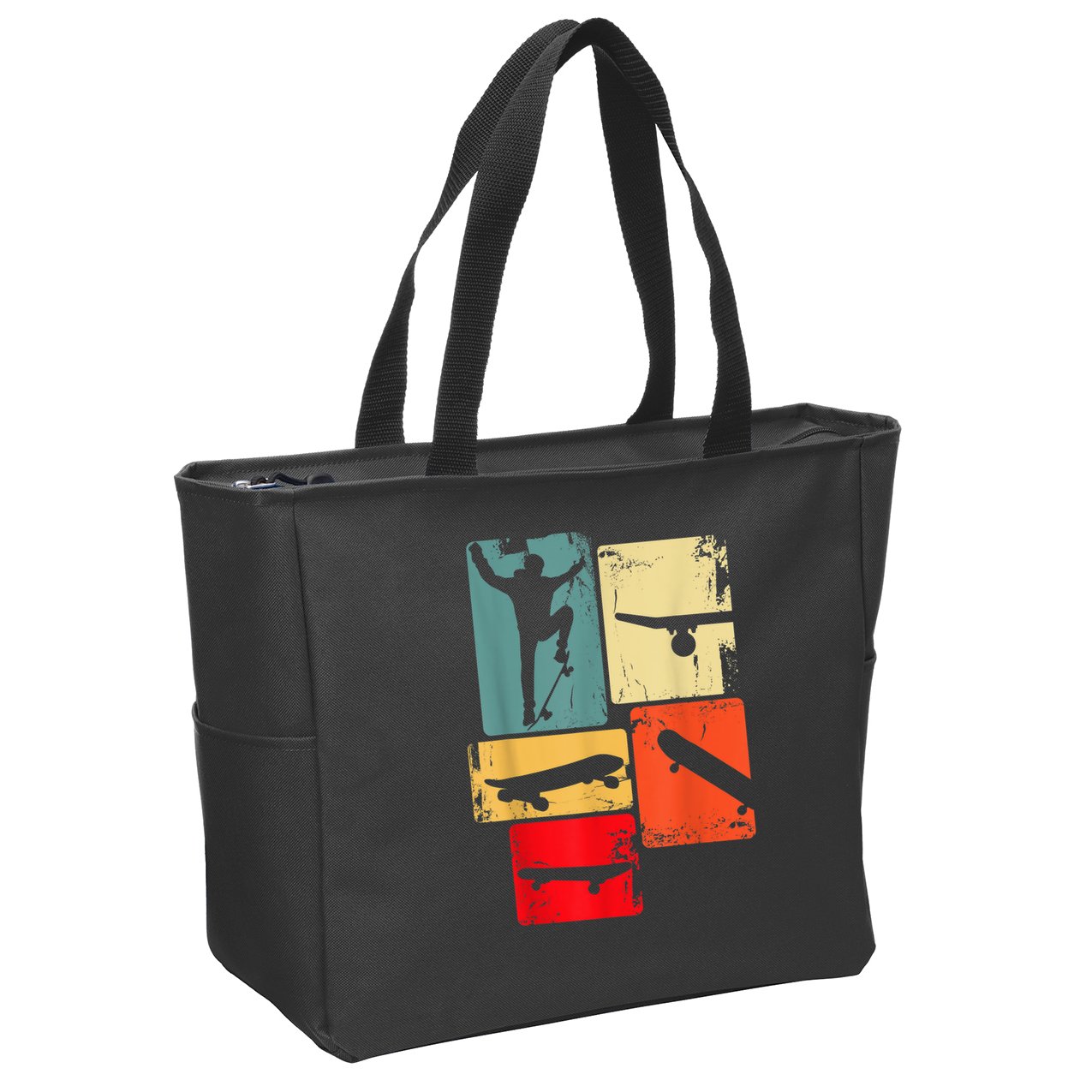 Skater Skateboarder Gift Retro Skateboard Gift For Boys Youth Gift Zip Tote Bag