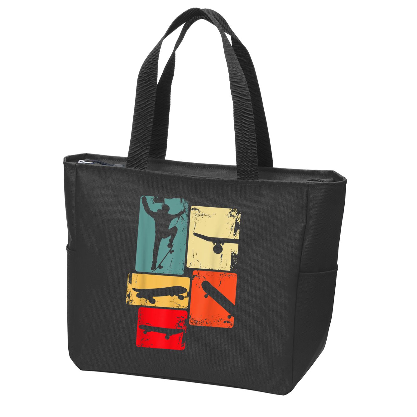 Skater Skateboarder Gift Retro Skateboard Gift For Boys Youth Gift Zip Tote Bag