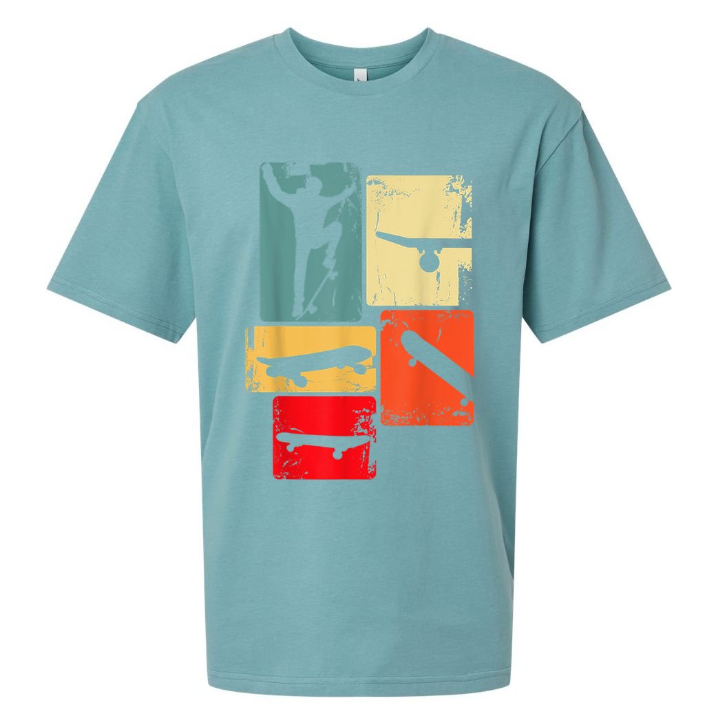 Skater Skateboarder Gift Retro Skateboard Gift For Boys Youth Gift Sueded Cloud Jersey T-Shirt