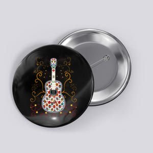 Sugar Skull Guitar Art Design Beautiful colorful guitar Button