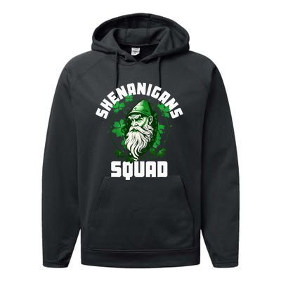 Shenanigans Squad Gnome Shamrock Matching St Patricks Day Performance Fleece Hoodie