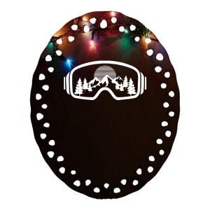 Ski Snowboard Goggles Skiing Snow Mountain Winter Gift Ceramic Oval Ornament