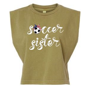 Soccer Sister Gift Football Jersey For Sibling Futbol Player Garment-Dyed Women's Muscle Tee