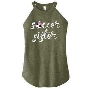 Soccer Sister Gift Football Jersey For Sibling Futbol Player Women's Perfect Tri Rocker Tank