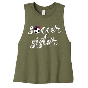 Soccer Sister Gift Football Jersey For Sibling Futbol Player Women's Racerback Cropped Tank