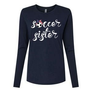 Soccer Sister Gift Football Jersey For Sibling Futbol Player Womens Cotton Relaxed Long Sleeve T-Shirt