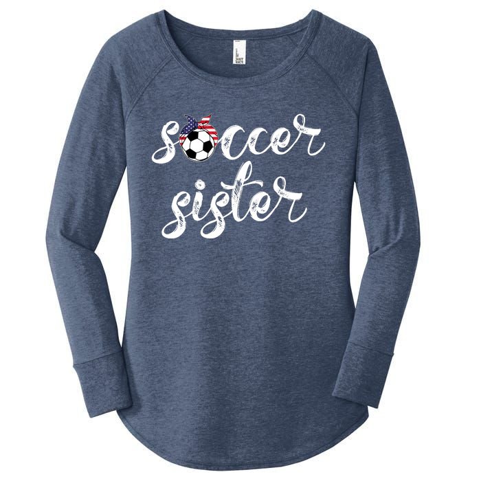 Soccer Sister Gift Football Jersey For Sibling Futbol Player Women's Perfect Tri Tunic Long Sleeve Shirt