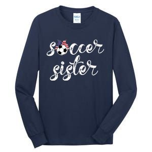 Soccer Sister Gift Football Jersey For Sibling Futbol Player Tall Long Sleeve T-Shirt