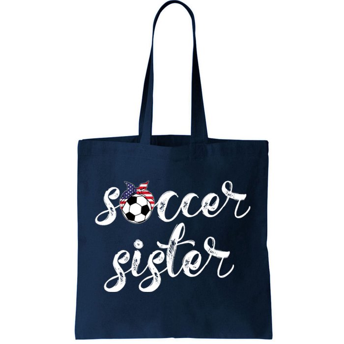 Soccer Sister Gift Football Jersey For Sibling Futbol Player Tote Bag