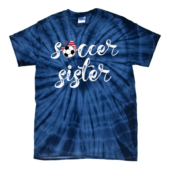 Soccer Sister Gift Football Jersey For Sibling Futbol Player Tie-Dye T-Shirt