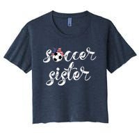 Soccer Sister Gift Football Jersey For Sibling Futbol Player Women's Crop Top Tee