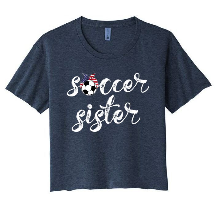 Soccer Sister Gift Football Jersey For Sibling Futbol Player Women's Crop Top Tee