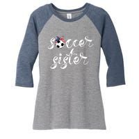 Soccer Sister Gift Football Jersey For Sibling Futbol Player Women's Tri-Blend 3/4-Sleeve Raglan Shirt