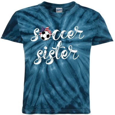 Soccer Sister Gift Football Jersey For Sibling Futbol Player Kids Tie-Dye T-Shirt