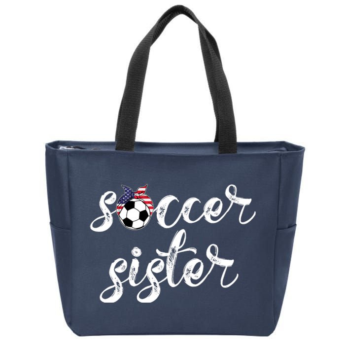 Soccer Sister Gift Football Jersey For Sibling Futbol Player Zip Tote Bag