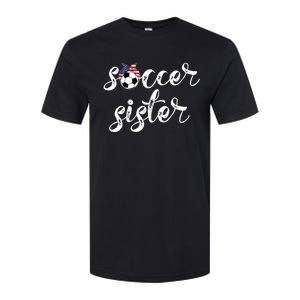 Soccer Sister Gift Football Jersey For Sibling Futbol Player Softstyle CVC T-Shirt