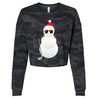 Santa Snowman Golf Ball Christmas Golfer Sweatsweatshirt Cropped Pullover Crew