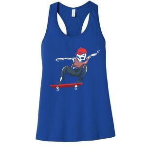 Skateboarding Skater Gift Skateboard Skeleton Gift Women's Racerback Tank