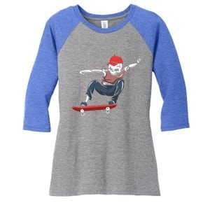 Skateboarding Skater Gift Skateboard Skeleton Gift Women's Tri-Blend 3/4-Sleeve Raglan Shirt