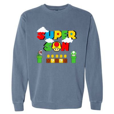 Super Son Gamer Super Retro Game Garment-Dyed Sweatshirt