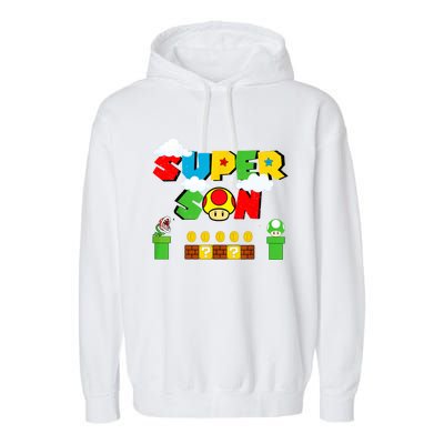 Super Son Gamer Super Retro Game Garment-Dyed Fleece Hoodie