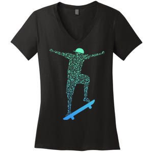 Skateboard Skateboading Gear For Skater Women's V-Neck T-Shirt