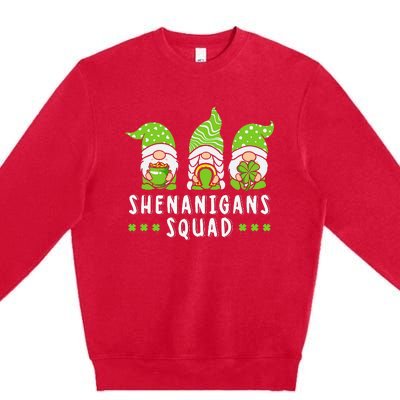 Shenanigans Squad Gnomes Green Proud Irish Premium Crewneck Sweatshirt