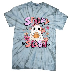 Spooky Season Ghost Retro Groovy Halloween Women Girl Tie-Dye T-Shirt