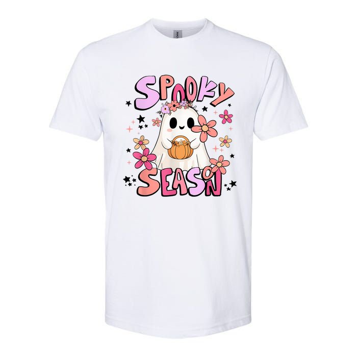 Spooky Season Ghost Retro Groovy Halloween Women Girl Softstyle CVC T-Shirt