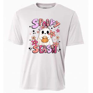 Spooky Season Ghost Retro Groovy Halloween Women Girl Cooling Performance Crew T-Shirt