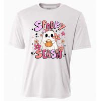 Spooky Season Ghost Retro Groovy Halloween Women Girl Cooling Performance Crew T-Shirt