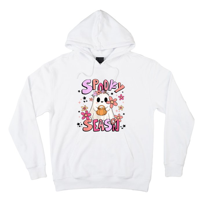 Spooky Season Ghost Retro Groovy Halloween Women Girl Hoodie