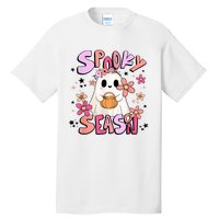 Spooky Season Ghost Retro Groovy Halloween Women Girl Tall T-Shirt