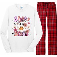 Spooky Season Ghost Retro Groovy Halloween Women Girl Long Sleeve Pajama Set