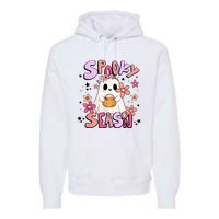 Spooky Season Ghost Retro Groovy Halloween Women Girl Premium Hoodie