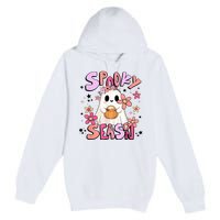 Spooky Season Ghost Retro Groovy Halloween Women Girl Premium Pullover Hoodie