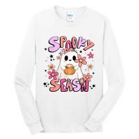 Spooky Season Ghost Retro Groovy Halloween Women Girl Tall Long Sleeve T-Shirt