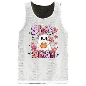 Spooky Season Ghost Retro Groovy Halloween Women Girl Mesh Reversible Basketball Jersey Tank