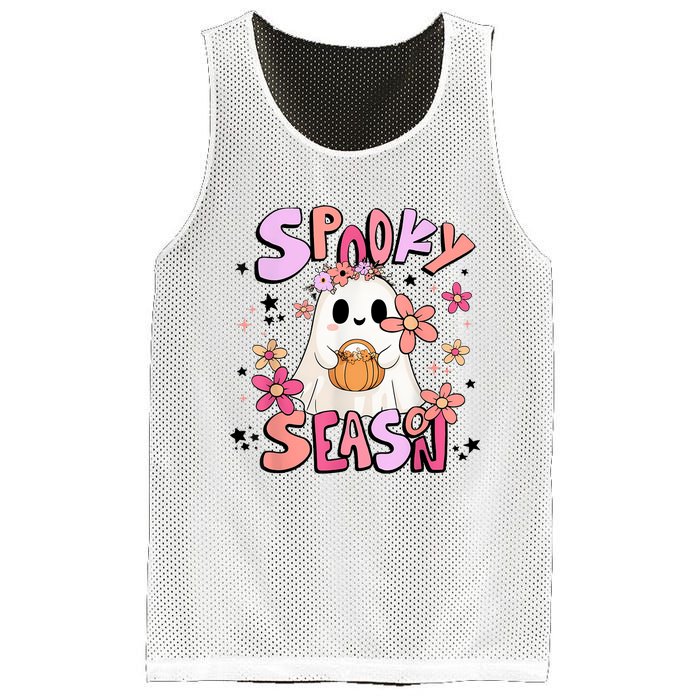 Spooky Season Ghost Retro Groovy Halloween Women Girl Mesh Reversible Basketball Jersey Tank