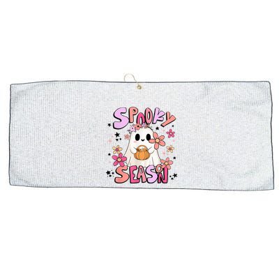 Spooky Season Ghost Retro Groovy Halloween Women Girl Large Microfiber Waffle Golf Towel