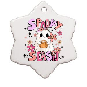 Spooky Season Ghost Retro Groovy Halloween Women Girl Ceramic Star Ornament