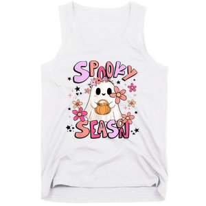 Spooky Season Ghost Retro Groovy Halloween Women Girl Tank Top