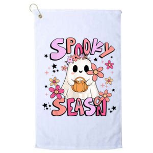 Spooky Season Ghost Retro Groovy Halloween Women Girl Platinum Collection Golf Towel