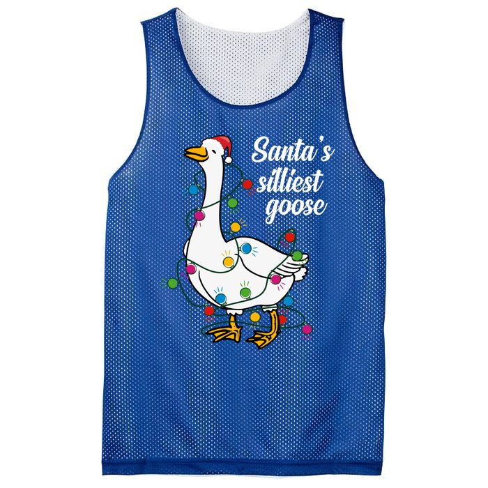 Santa’S Silliest Goose Funny Christmas Family Gift Mesh Reversible Basketball Jersey Tank