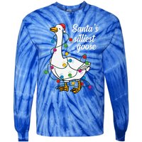 Santa’S Silliest Goose Funny Christmas Family Gift Tie-Dye Long Sleeve Shirt